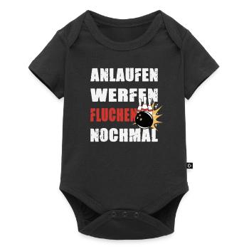 Anlaufen Werfen Fluchen Nochmal Bowling Kegeln - Baby Premium Kurzarmbody - Schwarz - Vorne