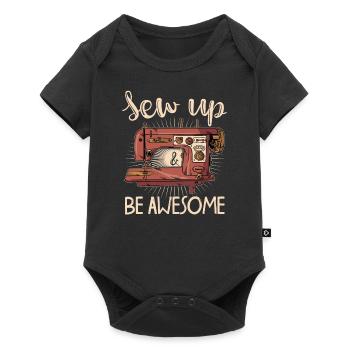 Sew Up And Be Awesome - Nähen, Häkeln, Nähmaschine - Baby Premium Kurzarmbody - Schwarz - Vorne