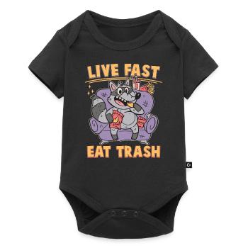 Fast Live , Eat Trash - Auf Der Couch Mit Chips - Baby Premium Kurzarmbody - Schwarz - Vorne