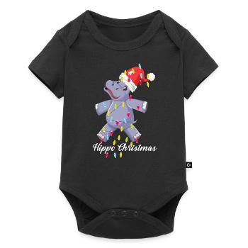 Noël Hippo - Flusspferd Weihnachten - Body à manches courtes Premium Bébé - noir - Devant