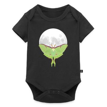 Actias luna - Moth in front of the Moon - Baby Premium short-sleeve bodysuit - black - Front