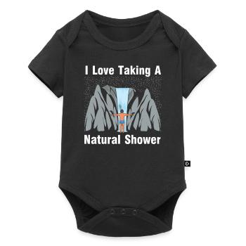 Mann unter Wasserfall - Natürliche Dusche - Baby Premium Kurzarmbody - Schwarz - Vorne