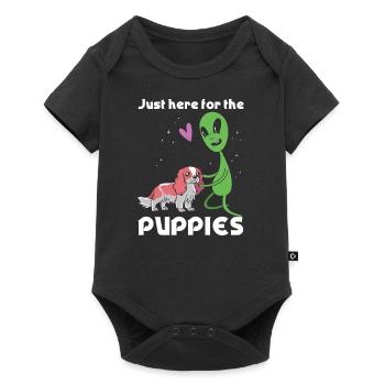 Seulement ici pour les chiots d’extraterrestres - Body à manches courtes Premium Bébé - noir - Devant