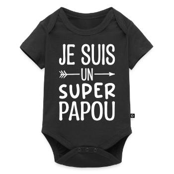 Je Suis Un Super Papou - Cadeau Drôle Humour Papou - Body à manches courtes Premium Bébé - noir - Devant