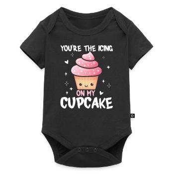 Cupcake-Verbindung: Süß & Stilvoll - Baby Premium Kurzarmbody - Schwarz - Vorne