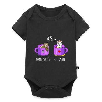 Ich ohne Kaffee Ich mit Kaffee Einhorn Kaffee - Baby Premium Kurzarmbody - Schwarz - Vorne