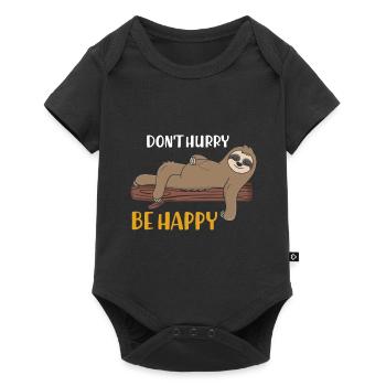 Dont Hurry Be Happy Sloth Sleeping Shirt - Baby Premium short-sleeve bodysuit - black - Front