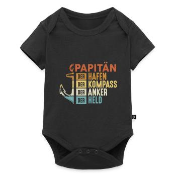 Papitän - Baby Premium Kurzarmbody - Schwarz - Vorne