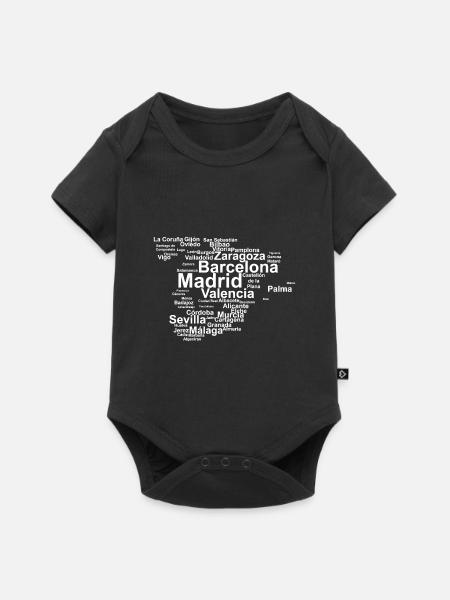 Hiszpania zarys sylwetka miasta wakacje Madryt - Premium kortærmet baby-body  - sort