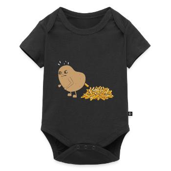 Kartoffel Kackt Pommes - Baby Premium Kurzarmbody - Schwarz - Vorne