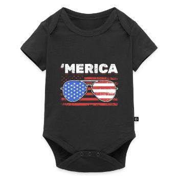 Amerikanische Flagge Sonnenbrille USA Merica - Baby Premium Kurzarmbody - Schwarz - Vorne