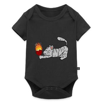 Heart fiery cat Dear cat owner cat cat cat cat - Baby Premium short-sleeve bodysuit - black - Front