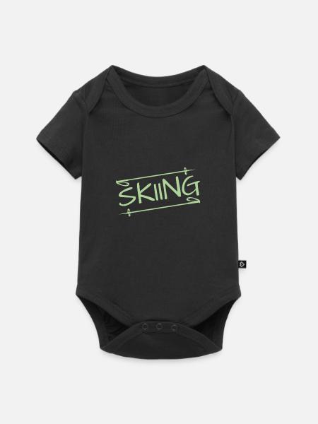 Skiing - Baby Premium Kurzarmbody - Schwarz