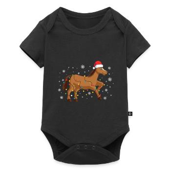 Cheval de Noël - Body à manches courtes Premium Bébé - noir - Devant