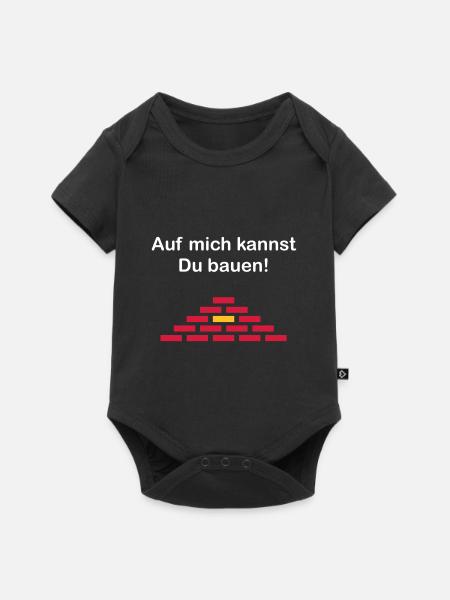 ★ Designfarben änderbar ★ Auf mich kannst Du bauen - Baby Premium Kurzarmbody - Schwarz