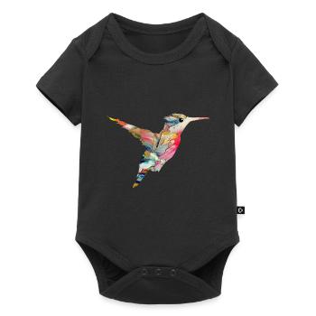 Kolibri Vogel fliegen Tier Natur Vögel Bunt Nektar - Baby Premium Kurzarmbody - Schwarz - Vorne
