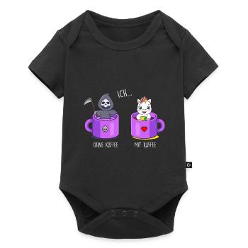 Ich ohne Kaffee Ich mit Kaffee Einhorn Kaffee - Baby Premium Kurzarmbody - Schwarz - Vorne