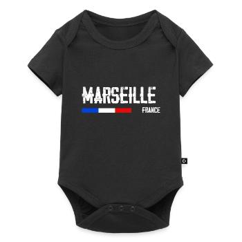 J'aime Marseille Nom de Ville en France - Body à manches courtes Premium Bébé - noir - Devant