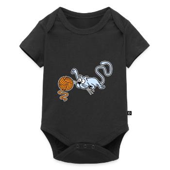 Chat jouant avec une balle - Body à manches courtes Premium Bébé - noir - Devant