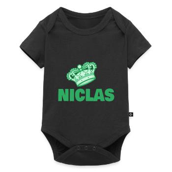 Geschenk für Niclas - Baby Premium Kurzarmbody - Schwarz - Vorne