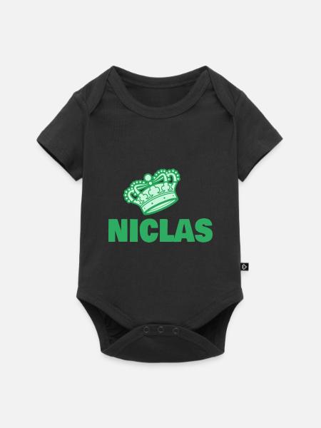 Geschenk für Niclas - Baby Premium Kurzarmbody - Schwarz