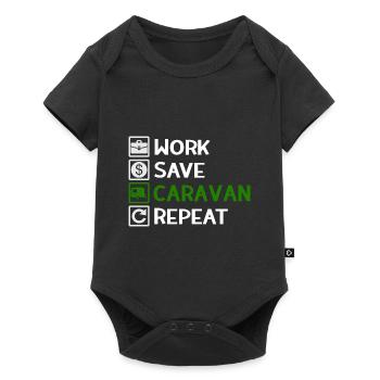 Work, Save, Caravan, Repeat - Camping Spruch - Baby Premium Kurzarmbody - Schwarz - Vorne