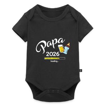 Papa 2026 Loading Gamer Werdender Papa - Baby Premium Kurzarmbody - Schwarz - Vorne