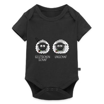 Schaf Unschaf Gestochen Schaf Schafe Brillenträger - Baby Premium Kurzarmbody - Schwarz - Vorne