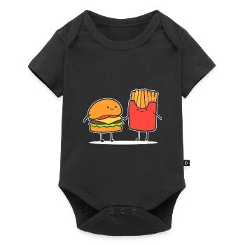 Burger und Pommes Fast -Food -Crew - Baby Premium Kurzarmbody - Schwarz - Vorne
