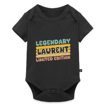 Nom Laurent - Body à manches courtes Premium Bébé - noir - Devant