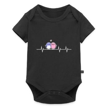 Two Cute Birds - Heart to Heart - Baby Premium short-sleeve bodysuit - black - Front