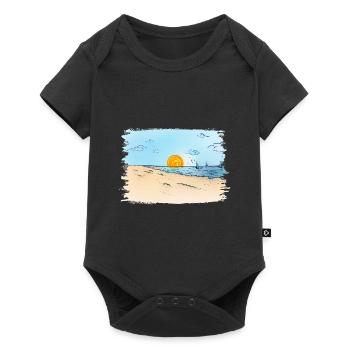 Lever du soleil sur la plage - Body à manches courtes Premium Bébé - noir - Devant