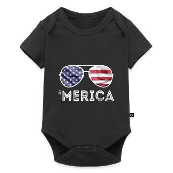 Sunglasses USA American Flag Merica 4th of July - Baby Premium short-sleeve bodysuit - black - Front