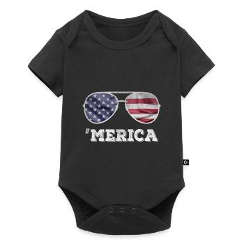 USA Merica Patriotic Sunglasses American Flag - Baby Premium Kurzarmbody - Schwarz - Vorne