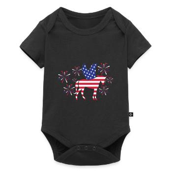 Einhorn Pferd WoKids 4. Juli - Baby Premium Kurzarmbody - Schwarz - Vorne
