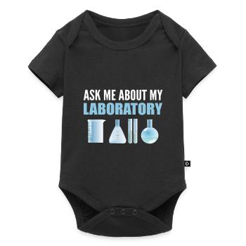 Ask Me About My Laboratory Mikrobiologe - Baby Premium Kurzarmbody - Schwarz - Vorne