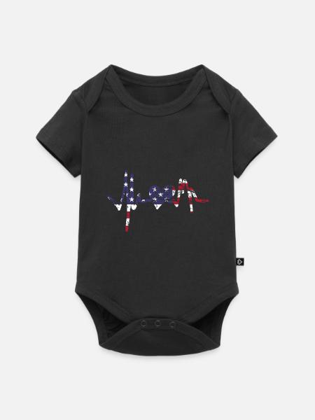 Amerika mit Herzschlag - Baby Premium Kurzarmbody - Schwarz
