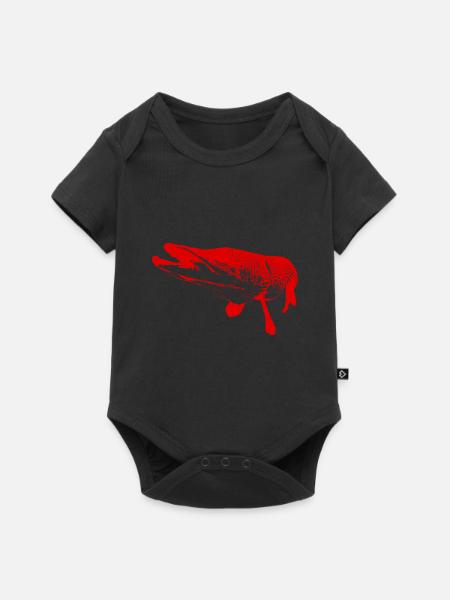 Hechtroter Druck - Baby Premium Kurzarmbody - Schwarz