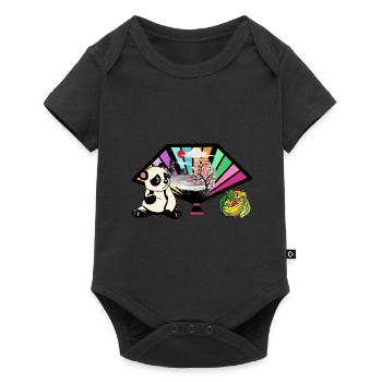 China Panda Bear Fruits Asia Asian Bear Child - Baby Premium short-sleeve bodysuit - black - Front