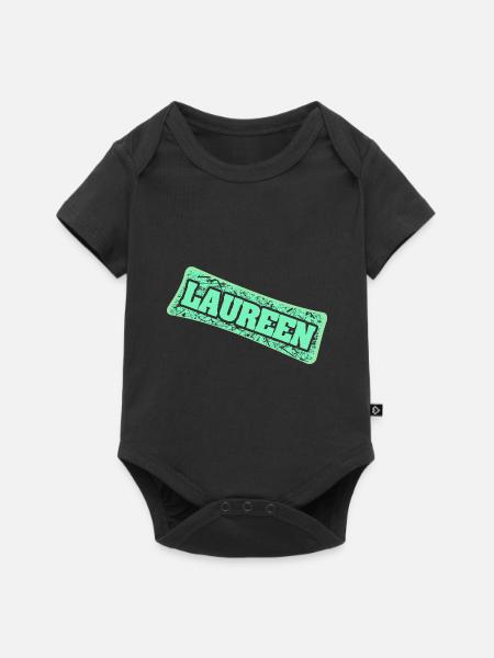 Geburtsname Laureen - Baby Premium Kurzarmbody - Schwarz