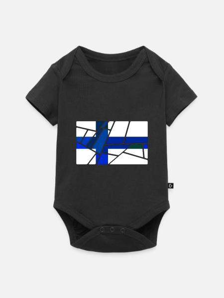 Flagge Finnland - Baby Premium Kurzarmbody - Schwarz