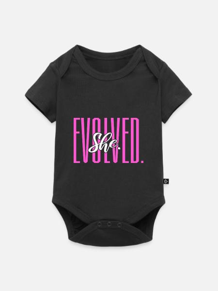 She Evolved Feminist - Baby Premium Kurzarmbody - Schwarz