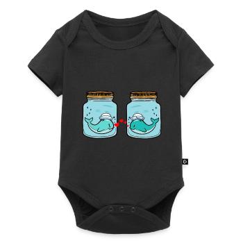 Baleine Poissons Amour Rupture Chagrin D’amour Larmes - Body à manches courtes Premium Bébé - noir - Devant