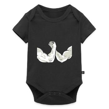 Arm Wrestling -Wettbewerb Fitnesstrainer - Baby Premium Kurzarmbody - Schwarz - Vorne