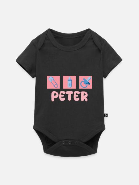Geschenk für Peter - Baby Premium Kurzarmbody - Schwarz