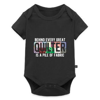 Quilten von Tagesdecken - Baby Premium Kurzarmbody - Schwarz - Vorne