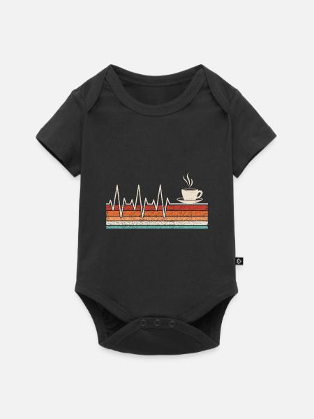 Kaffeetrinker Herzschlag - Baby Premium Kurzarmbody - Schwarz