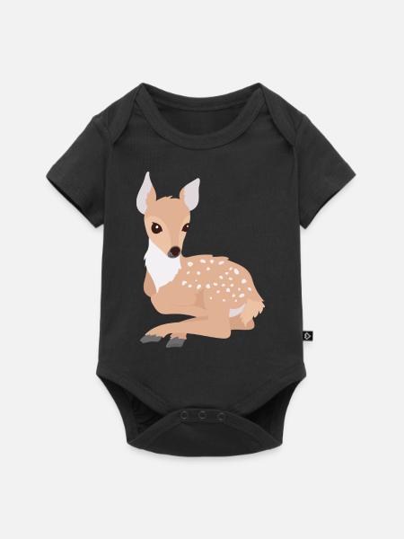 Rehkitz - Baby Premium Kurzarmbody - Schwarz