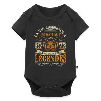 49 ans Anniversaire Humour Naissance 1973 Cadeau - Body à manches courtes Premium Bébé - noir - Devant