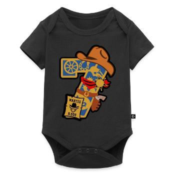 Cowboy 7. Geburtstagsparty Nummer 7 - 7 Jahre - Baby Premium Kurzarmbody - Schwarz - Vorne